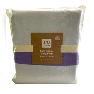 Pottery Barn Teen Suite Organic Cotton Duvet Cover in Purple and White - King